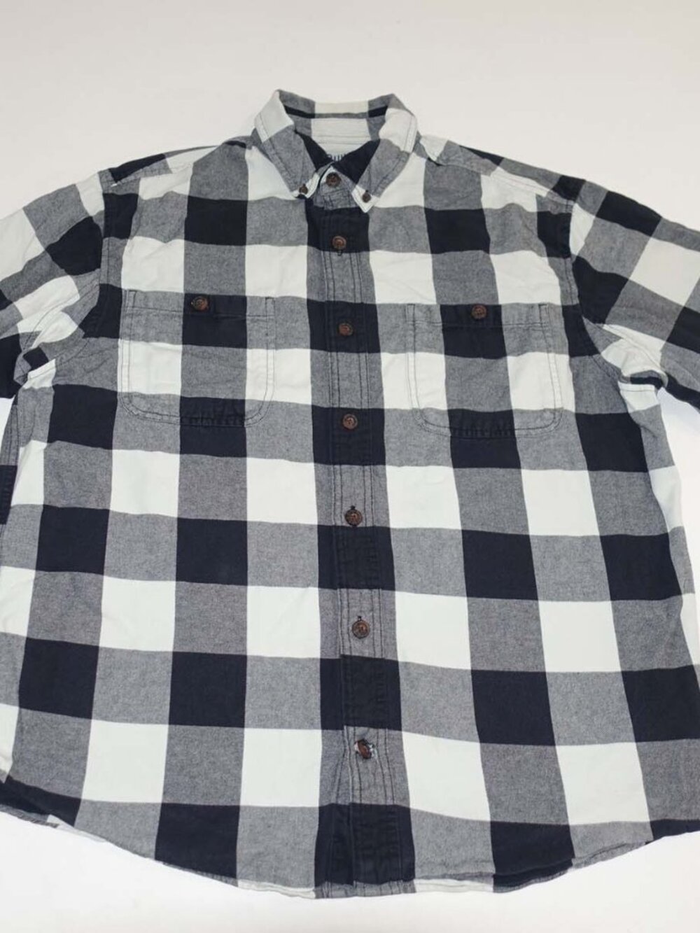 Duluth Trading Co Men's Swingin' Relaxed Fit Flannel Shirt Large Black White L